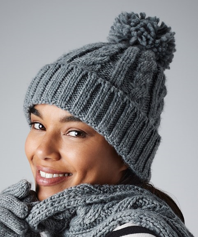 Show details for Beechfield Cable Knit Melange Beanies