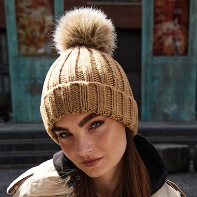 Show details for Beechfield Fur Pom Pom Chunky Beanies