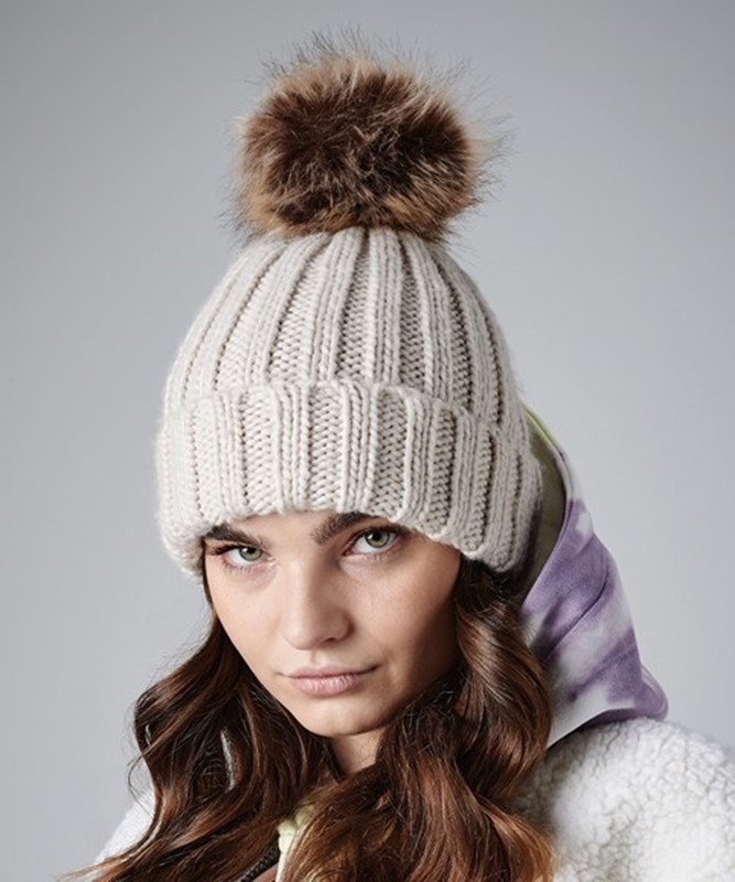 Show details for Beechfield Fur Pom Pom Chunky Beanies